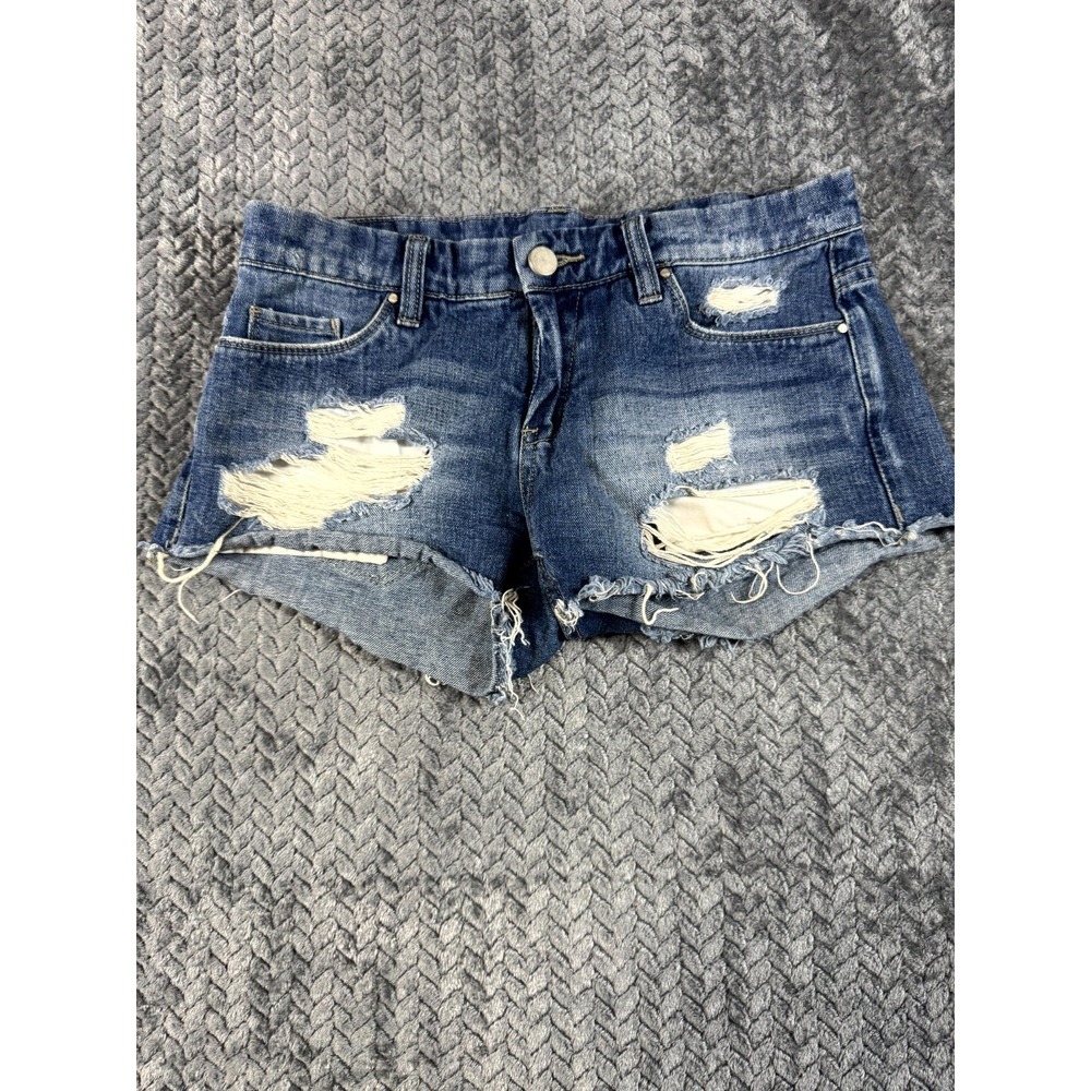 Blanknyc Cut Off Shorts Womens 25 Blue Denim Cotton Low Rise Distressed Raw Hem